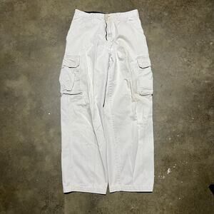 Vintage Y2k Plugg White Baggy Loose Fit Cargo Pants 29x28